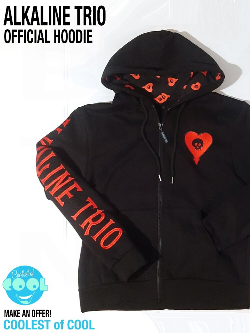 ALKALINE TRIO Hoodie medium Tour jacket Matt Skiba Embroidered logo Zip Up Heavy